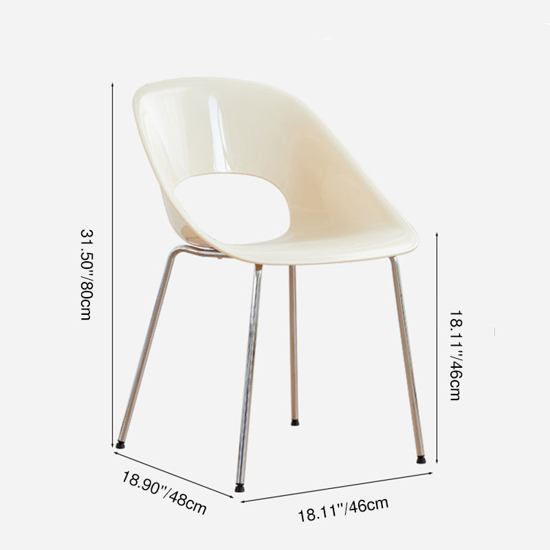 Modern Minimalist PP Plastic Iron Curve Dining Chair Backrest Armrests For Dining Room