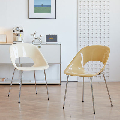 Modern Minimalist PP Plastic Iron Curve Dining Chair Backrest Armrests For Dining Room