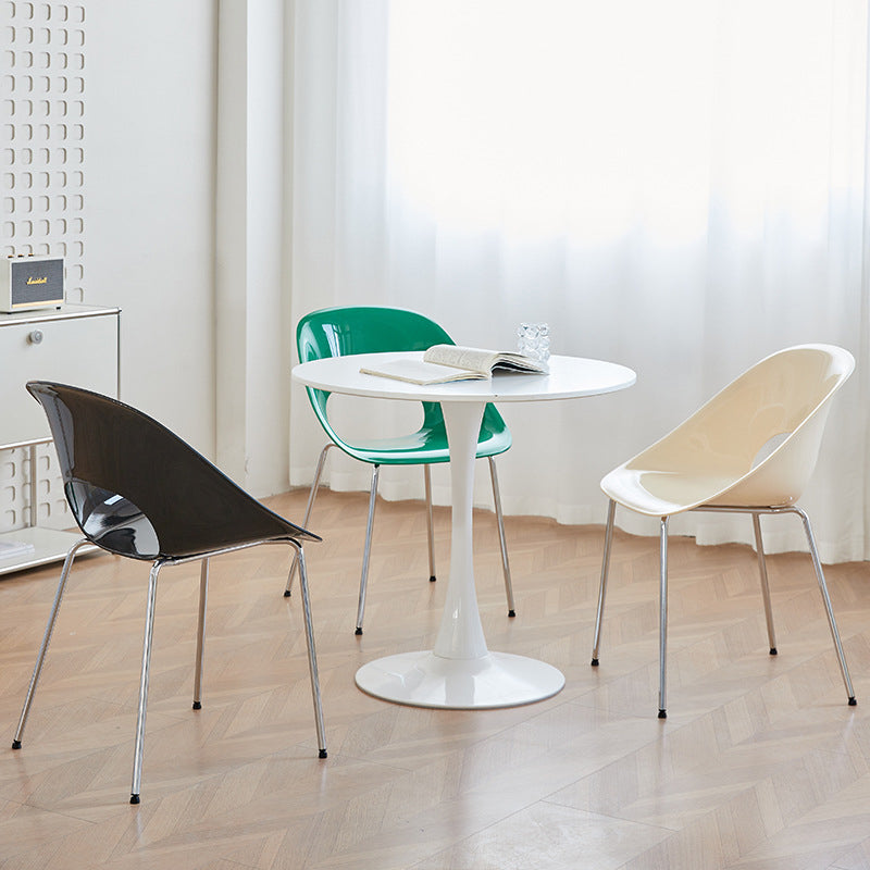 Modern Minimalist PP Plastic Iron Curve Dining Chair Backrest Armrests For Dining Room