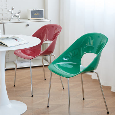 Modern Minimalist PP Plastic Iron Curve Dining Chair Backrest Armrests For Dining Room