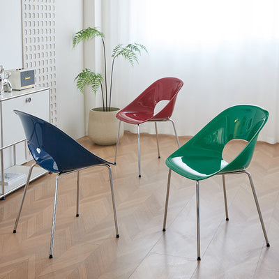 Modern Minimalist PP Plastic Iron Curve Dining Chair Backrest Armrests For Dining Room