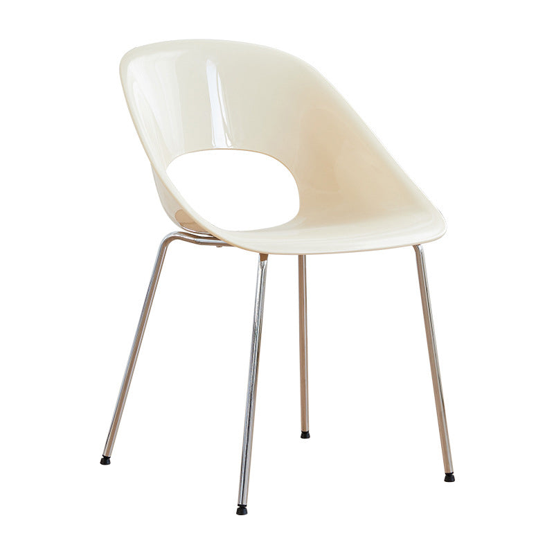 Modern Minimalist PP Plastic Iron Curve Dining Chair Backrest Armrests For Dining Room