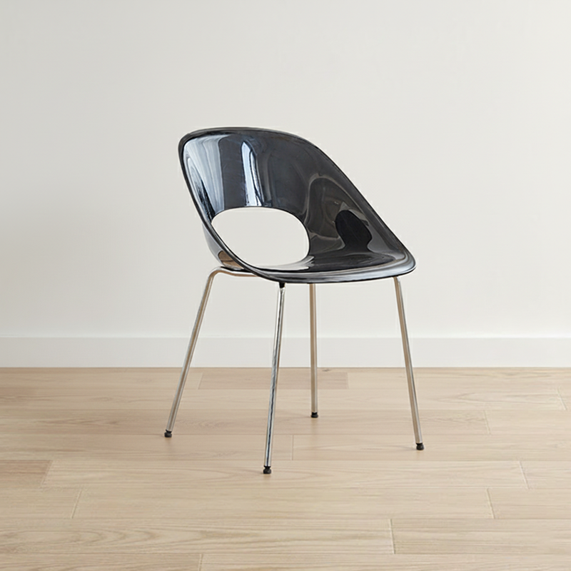 Modern Minimalist PP Plastic Iron Curve Dining Chair Backrest Armrests For Dining Room