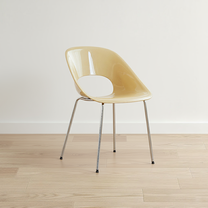 Modern Minimalist PP Plastic Iron Curve Dining Chair Backrest Armrests For Dining Room