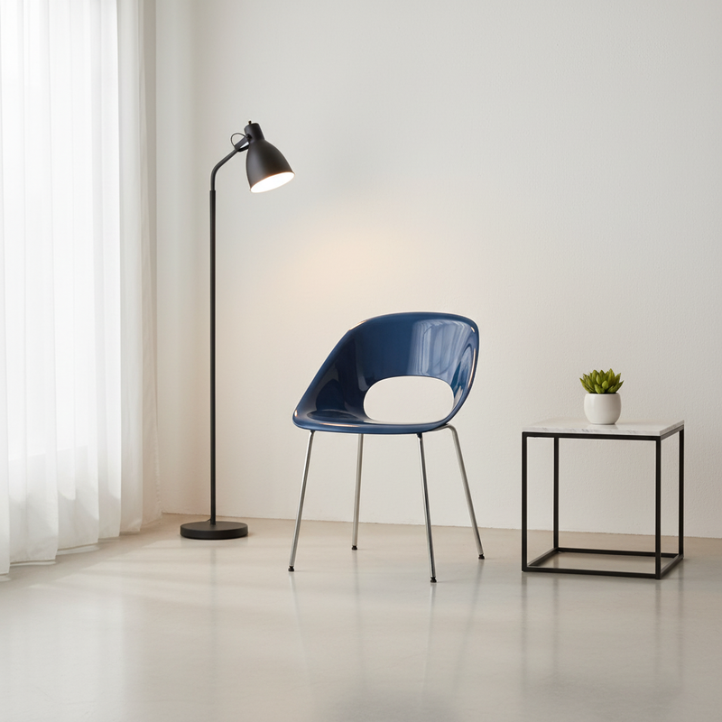 Modern Minimalist PP Plastic Iron Curve Dining Chair Backrest Armrests For Dining Room