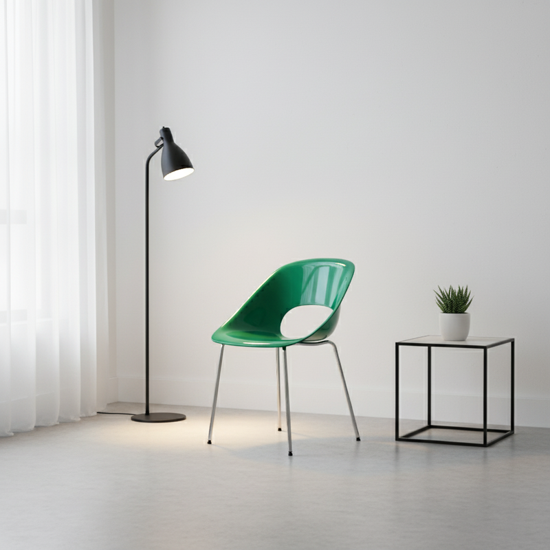 Modern Minimalist PP Plastic Iron Curve Dining Chair Backrest Armrests For Dining Room