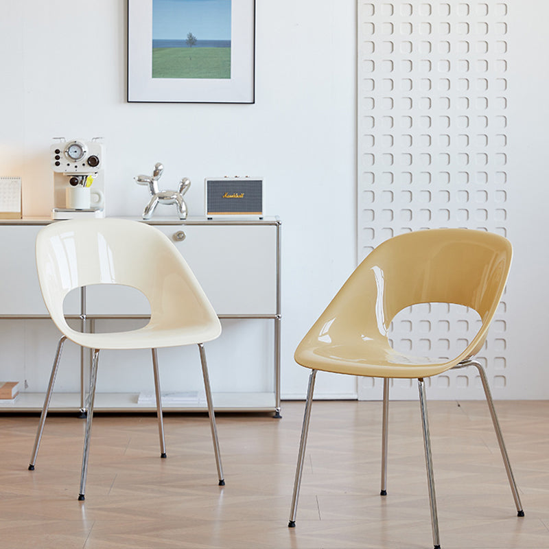 Modern Minimalist PP Plastic Iron Curve Dining Chair Backrest Armrests For Dining Room