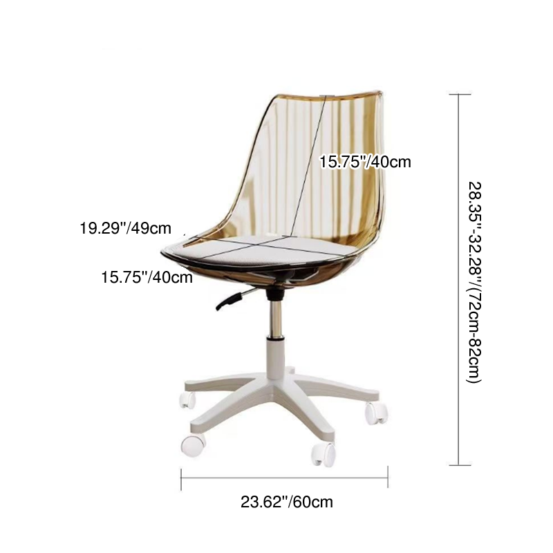 Moderner minimalistischer Schreibtischstuhl aus PU-Leder, Acryl und Kunststoff mit mittlerer Rückenlehne, drehbar, höhenverstellbar, rückenlehnenlos für das Home Office 
