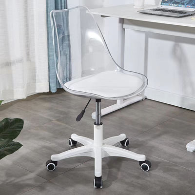 Modern Minimalist PU Leather Acrylic Plastic Mid-Back Swivel Height Adjustable Desk Chair Backrest Armless For Home Office