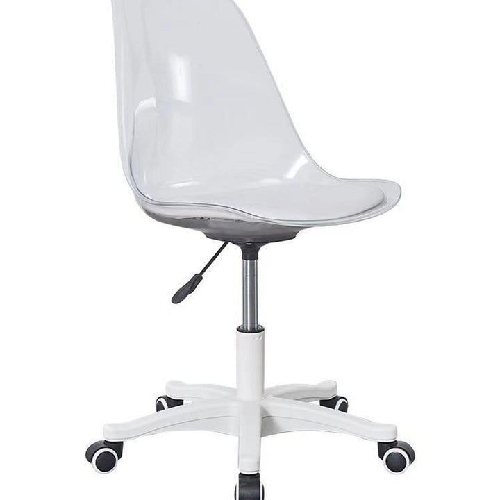 Moderner minimalistischer Schreibtischstuhl aus PU-Leder, Acryl und Kunststoff mit mittlerer Rückenlehne, drehbar, höhenverstellbar, rückenlehnenlos für das Home Office 