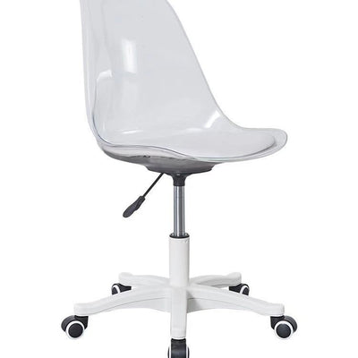 Modern Minimalist PU Leather Acrylic Plastic Mid-Back Swivel Height Adjustable Desk Chair Backrest Armless For Home Office