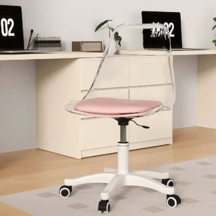 Moderner minimalistischer Schreibtischstuhl aus PU-Leder, Acryl und Kunststoff mit mittlerer Rückenlehne, drehbar, höhenverstellbar, rückenlehnenlos für das Home Office 