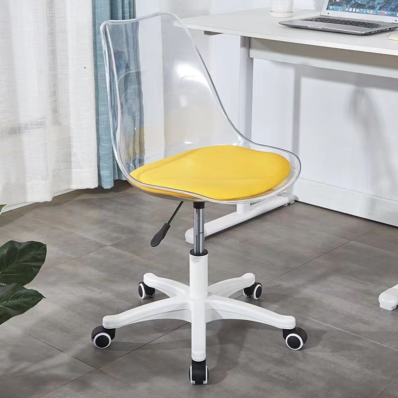 Moderner minimalistischer Schreibtischstuhl aus PU-Leder, Acryl und Kunststoff mit mittlerer Rückenlehne, drehbar, höhenverstellbar, rückenlehnenlos für das Home Office 