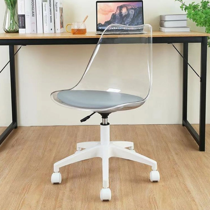Modern Minimalist PU Leather Acrylic Plastic Mid-Back Swivel Height Adjustable Desk Chair Backrest Armless For Home Office