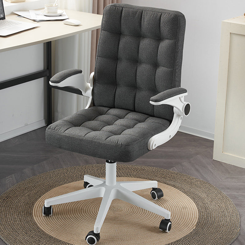 Modern Minimalist Linen Wood Plastic Metal Mid-Back Swivel Height Adjustable Desk Chair Backrest Armrest For Home Office