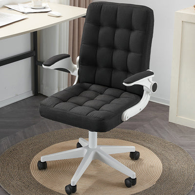 Modern Minimalist Linen Wood Plastic Metal Mid-Back Swivel Height Adjustable Desk Chair Backrest Armrest For Home Office