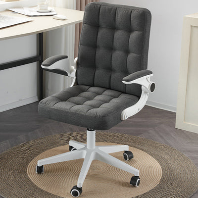 Modern Minimalist Linen Wood Plastic Metal Mid-Back Swivel Height Adjustable Desk Chair Backrest Armrest For Home Office