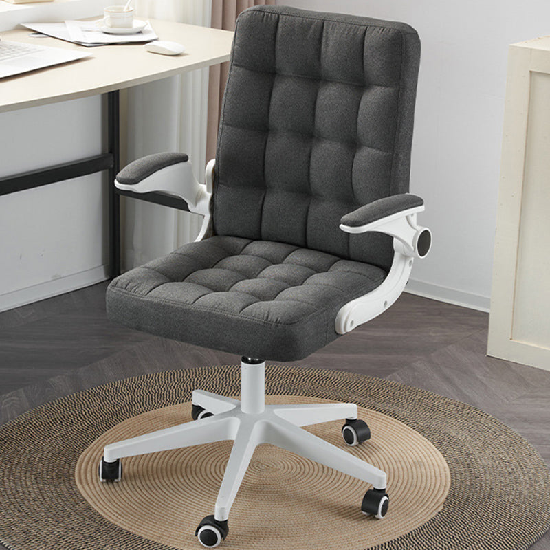 Modern Minimalist Linen Wood Plastic Metal Mid-Back Swivel Height Adjustable Desk Chair Backrest Armrest For Home Office