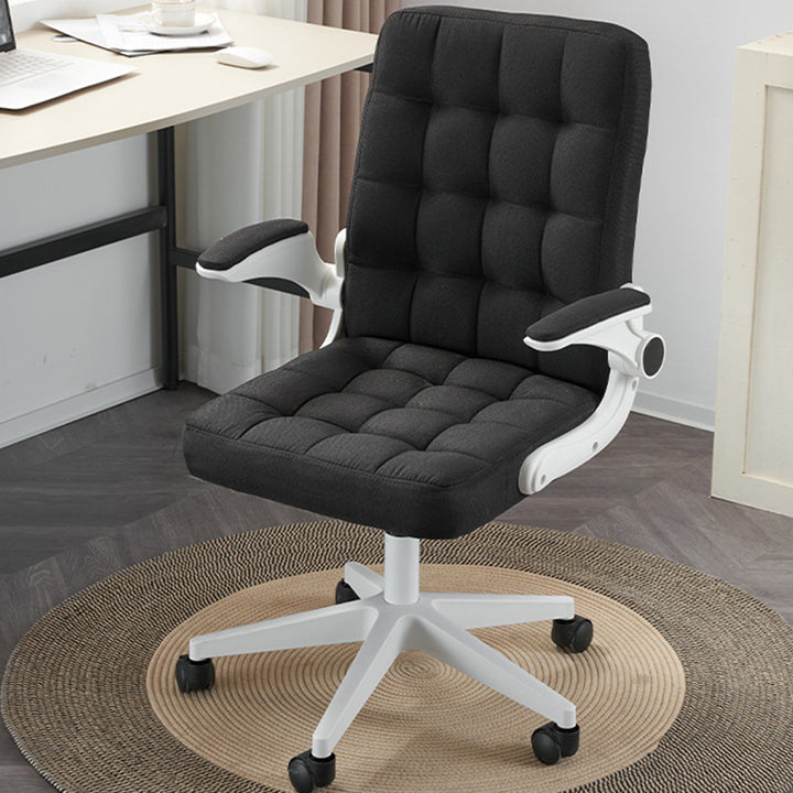 Modern Minimalist Linen MDF Plastic Metal Mid-Back Swivel Height Adjustable Desk Chair Backrest Armrest For Home Office