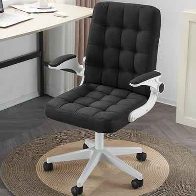 Modern Minimalist Linen Wood Plastic Metal Mid-Back Swivel Height Adjustable Desk Chair Backrest Armrest For Home Office
