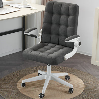 Modern Minimalist Linen Wood Plastic Metal Mid-Back Swivel Height Adjustable Desk Chair Backrest Armrest For Home Office