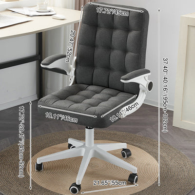 Modern Minimalist Linen Wood Plastic Metal Mid-Back Swivel Height Adjustable Desk Chair Backrest Armrest For Home Office