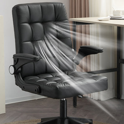 Modern Minimalist Linen Wood Plastic Metal Mid-Back Swivel Height Adjustable Desk Chair Backrest Armrest For Home Office