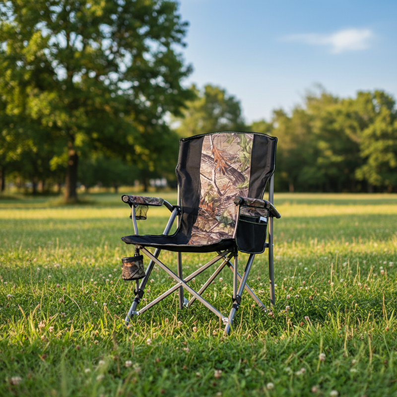 Modern Simplicity Oxford Fabric Carbon Steel Square Foldable Camping Chair Backrest Armrest For Garden