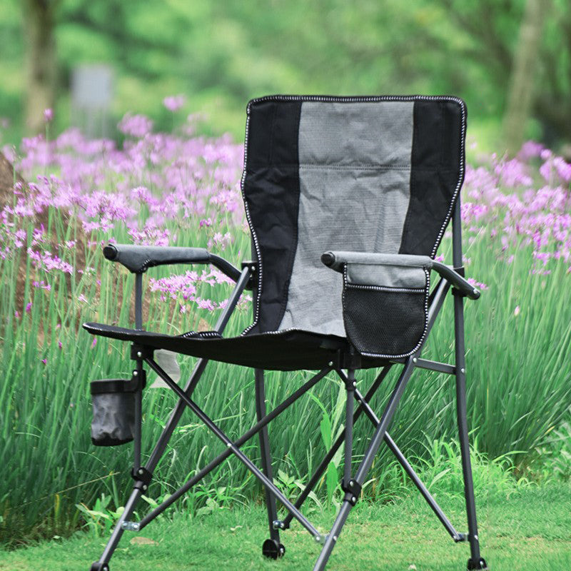 Modern Simplicity Oxford Fabric Carbon Steel Square Foldable Camping Chair Backrest Armrest For Garden