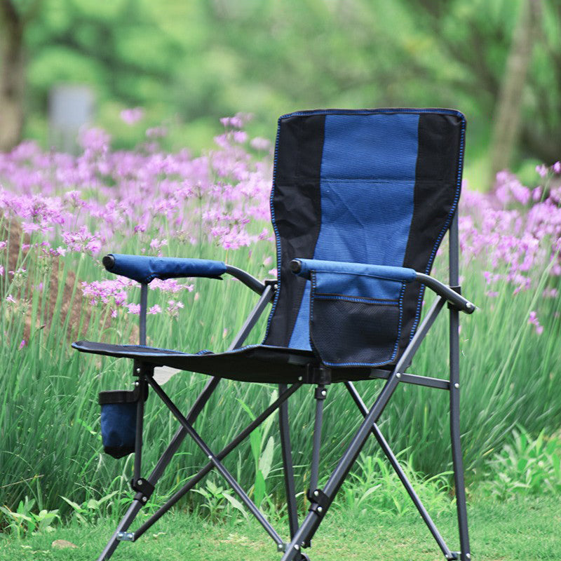 Modern Simplicity Oxford Fabric Carbon Steel Square Foldable Camping Chair Backrest Armrest For Garden