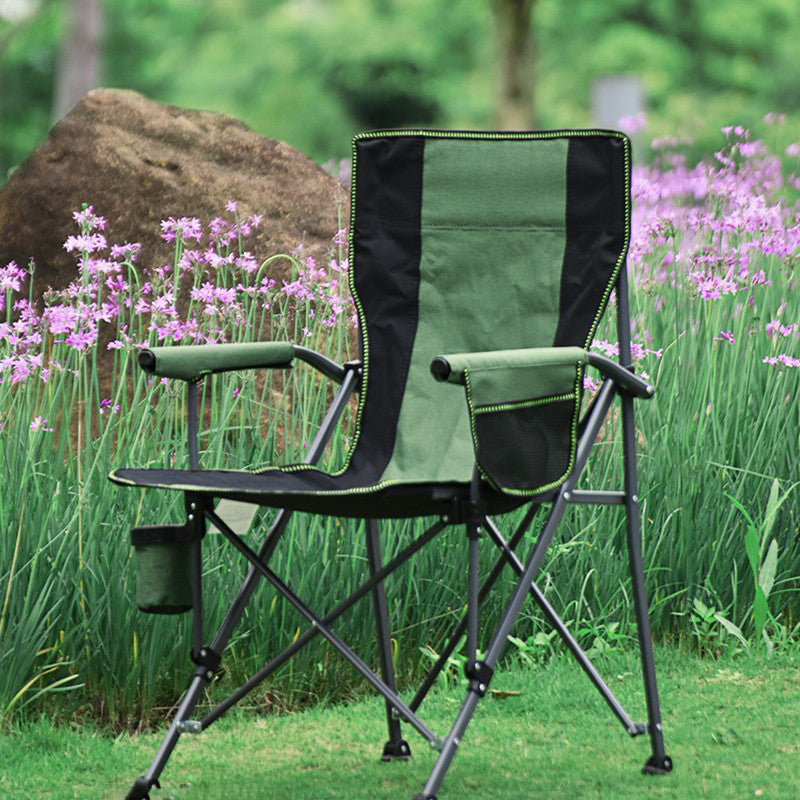 Modern Simplicity Oxford Fabric Carbon Steel Square Foldable Camping Chair Backrest Armrest For Garden