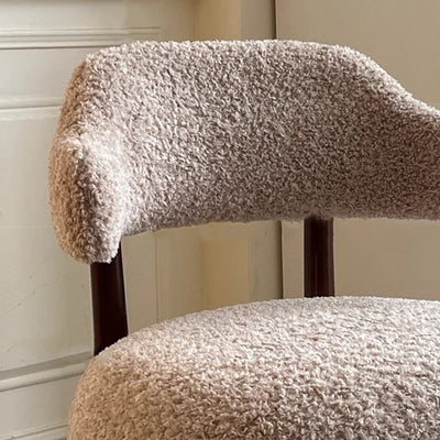 Contemporary Scandinavian Iamb Fleece Ash Wood Sponge Curved Accent Chair Backrest Armless For Living Room
