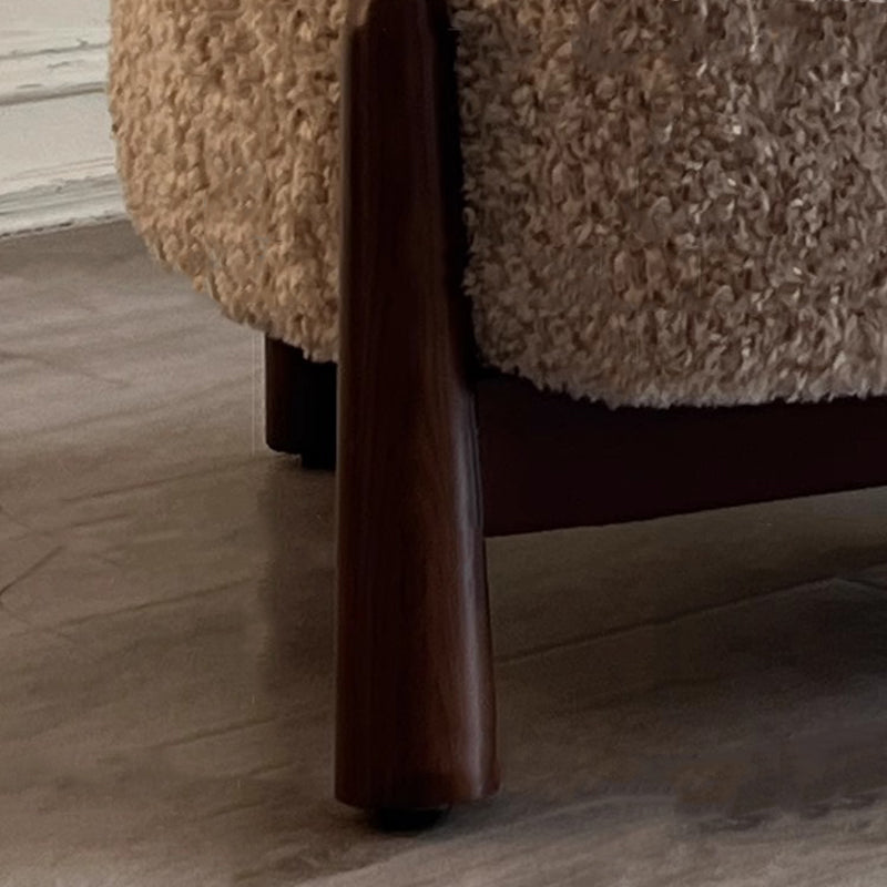 Contemporary Scandinavian Iamb Fleece Ash Wood Sponge Curved Accent Chair Backrest Armless For Living Room