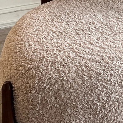 Contemporary Scandinavian Iamb Fleece Ash Wood Sponge Curved Accent Chair Backrest Armless For Living Room