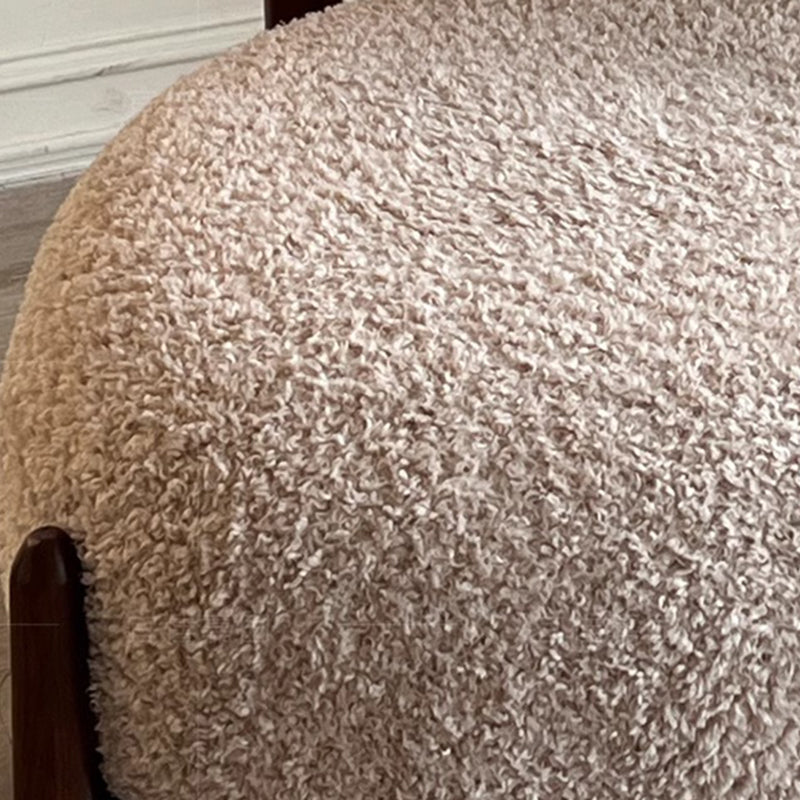 Contemporary Scandinavian Iamb Fleece Ash Wood Sponge Curved Accent Chair Backrest Armless For Living Room