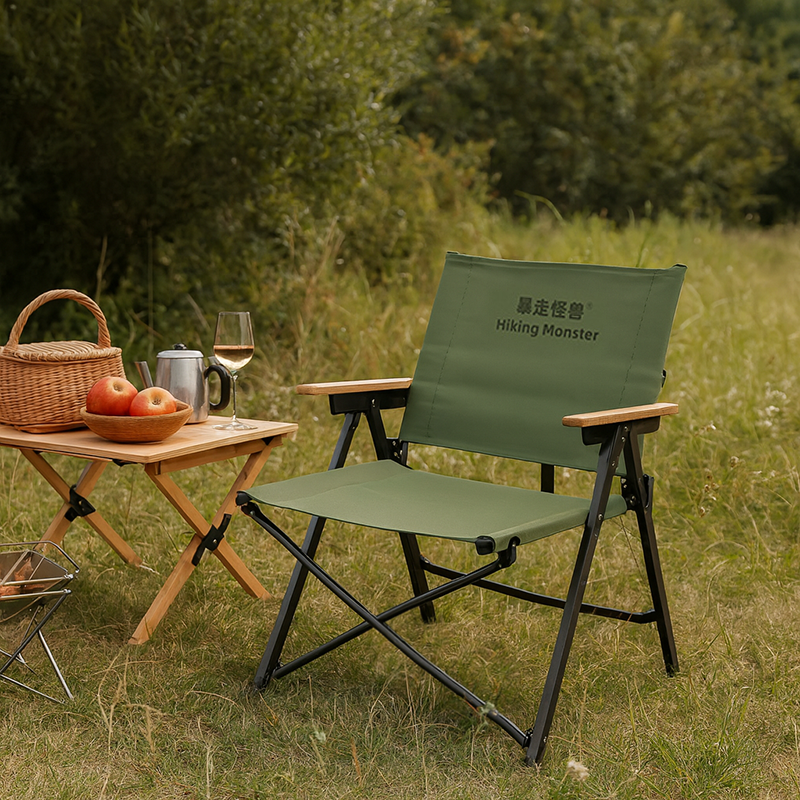 Modern Simplicity Square Oxford Fabric Carbon Steel Foldable Camping Chair Backrest Armrest For Garden