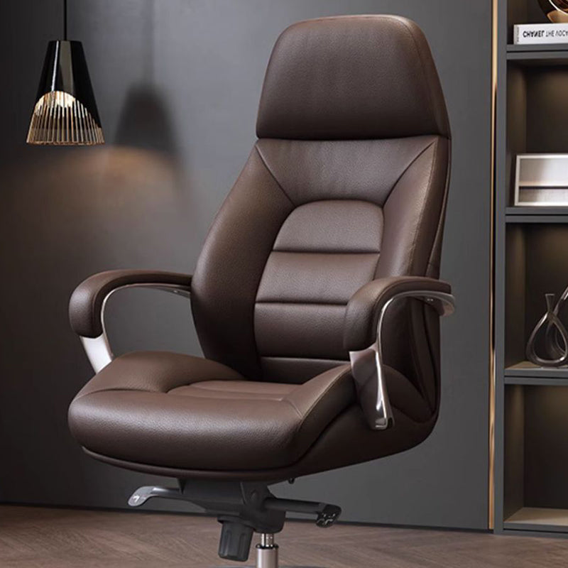 Modern Minimalist PU Leather Aluminum Alloy Sponge Curved Height Adjustable Swivel Desk Chair Backrest Armrest For Home Office