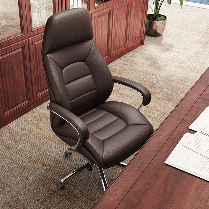 Modern Minimalist PU Leather Aluminum Alloy Sponge Curved Height Adjustable Swivel Desk Chair Backrest Armrest For Home Office