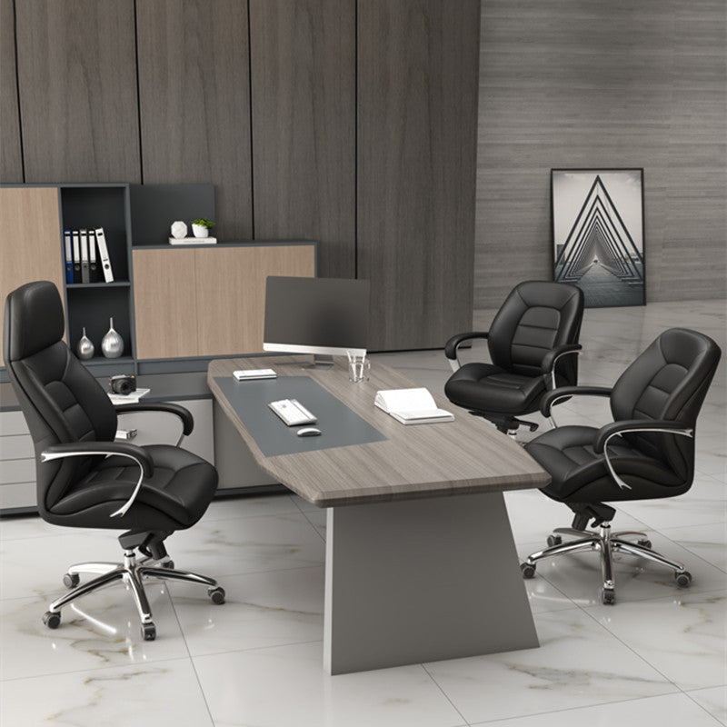 Modern Minimalist PU Leather Aluminum Alloy Sponge Curved Height Adjustable Swivel Desk Chair Backrest Armrest For Home Office