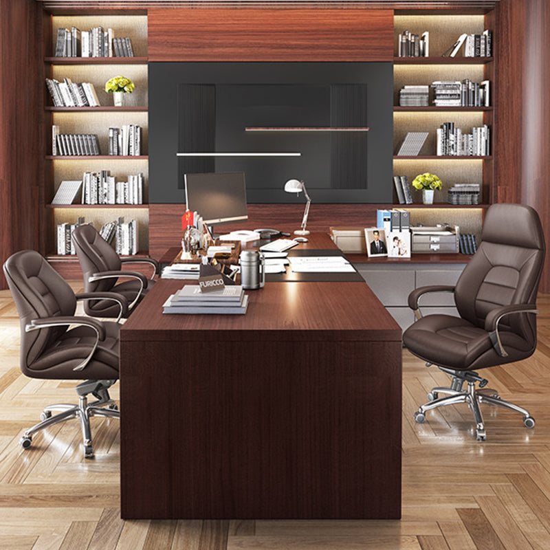 Modern Minimalist PU Leather Aluminum Alloy Sponge Curved Height Adjustable Swivel Desk Chair Backrest Armrest For Home Office