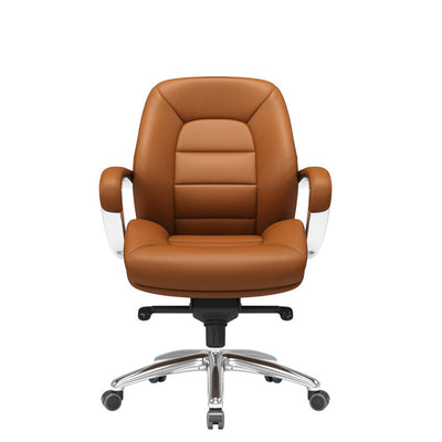 Modern Minimalist PU Leather Aluminum Alloy Sponge Curved Height Adjustable Swivel Desk Chair Backrest Armrest For Home Office