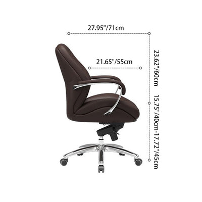 Modern Minimalist PU Leather Aluminum Alloy Sponge Curved Height Adjustable Swivel Desk Chair Backrest Armrest For Home Office