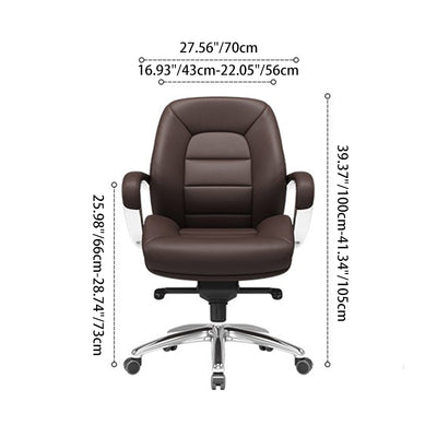 Modern Minimalist PU Leather Aluminum Alloy Sponge Curved Height Adjustable Swivel Desk Chair Backrest Armrest For Home Office