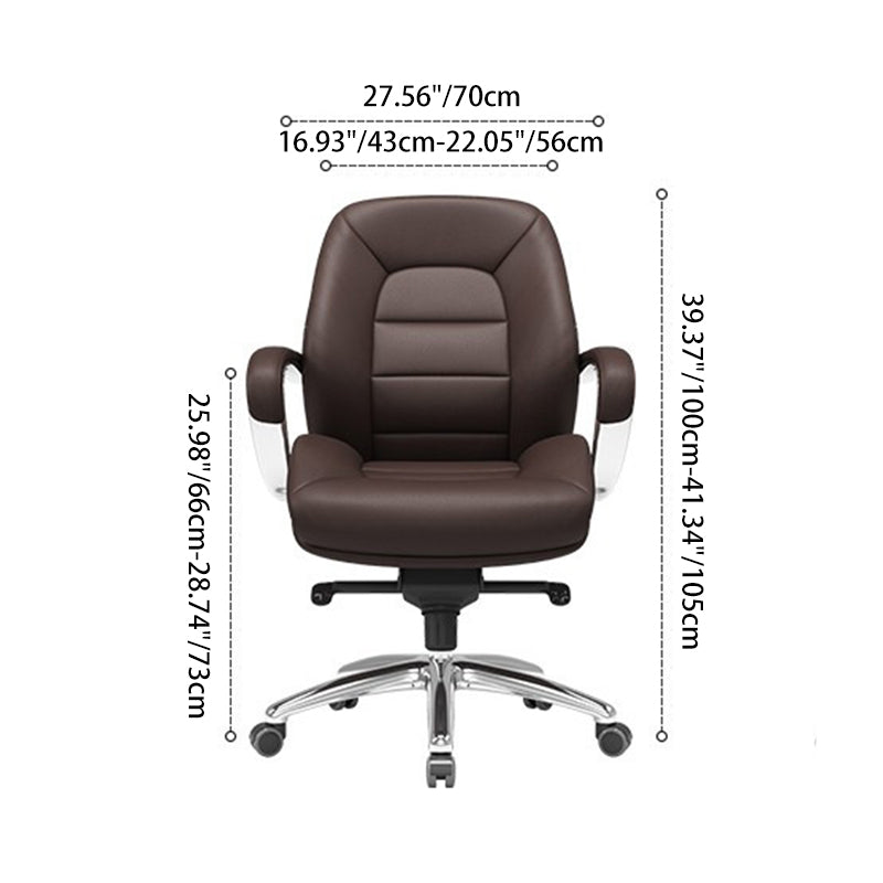 Modern Minimalist PU Leather Aluminum Alloy Sponge Curved Height Adjustable Swivel Desk Chair Backrest Armrest For Home Office