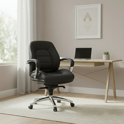 Modern Minimalist PU Leather Aluminum Alloy Sponge Curved Height Adjustable Swivel Desk Chair Backrest Armrest For Home Office