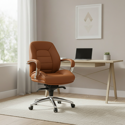 Modern Minimalist PU Leather Aluminum Alloy Sponge Curved Height Adjustable Swivel Desk Chair Backrest Armrest For Home Office