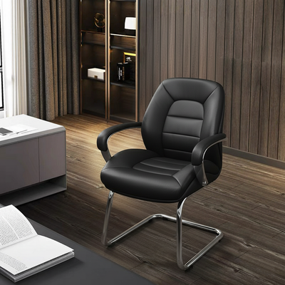 Modern Minimalist PU Leather Aluminum Alloy Sponge Curved Height Adjustable Swivel Desk Chair Backrest Armrest For Home Office