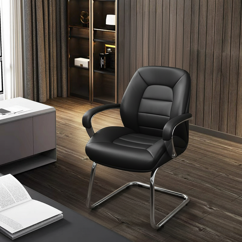 Modern Minimalist PU Leather Aluminum Alloy Sponge Curved Height Adjustable Swivel Desk Chair Backrest Armrest For Home Office