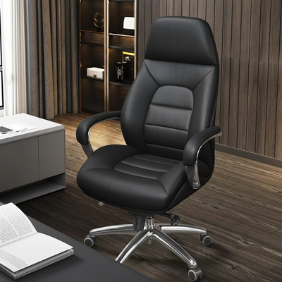 Modern Minimalist PU Leather Aluminum Alloy Sponge Curved Height Adjustable Swivel Desk Chair Backrest Armrest For Home Office