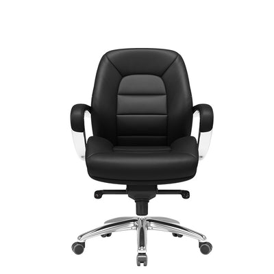 Modern Minimalist PU Leather Aluminum Alloy Sponge Curved Height Adjustable Swivel Desk Chair Backrest Armrest For Home Office